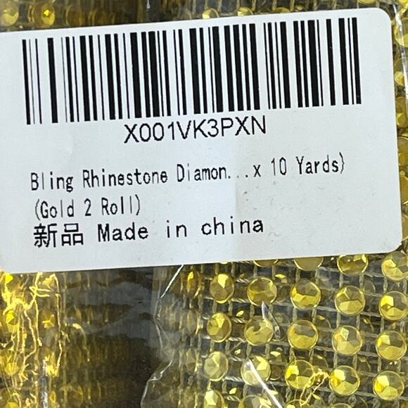 Gold Bling Rhinestone Diamond Mesh Ribbon Wrap Acrylic 2 Rolls/20 Yds Total Mums - Picture 4 of 7